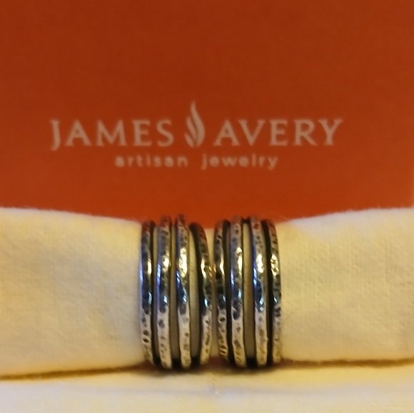 Retired James Avery Hammered Multi-Wire Hoop Ear Posts 1" Great Oxidation! - Picture 6 of 8
